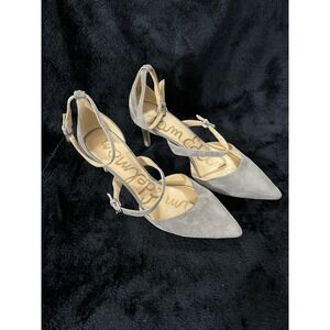 Sam Edelman Thea Double Strap D'Orsay Pointed Toe Gray 3" Pumps 10M
